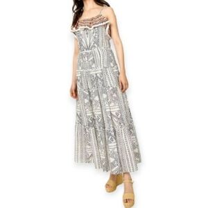 THML Boho Geometric Black and White Maxi Dress Sz.M NWT.